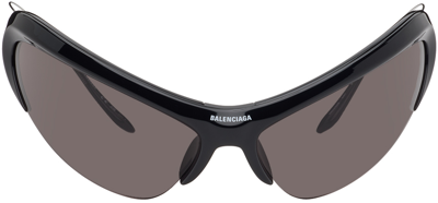 Balenciaga Black Wire Sunglasses In 001 Shiny Black
