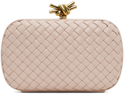 Bottega Veneta Pink Knot Clutch In 6917 Lotus Gold