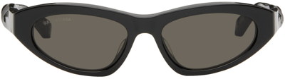 Balenciaga Black Oval Sunglasses In 001 Black