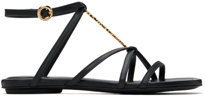 Jacquemus 5mm Leather Flat Sandals In Black