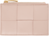 Bottega Veneta Leather Card Holder In 6917 Lotus Gold
