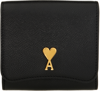Ami Alexandre Mattiussi Black Paris Paris Compact Wallet In Black/brass/0015