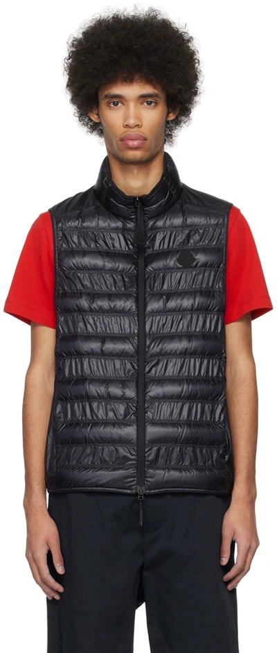Moncler Lautaret Zip-up Down Vest In Black