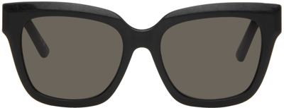 Balenciaga Black Square Sunglasses In 001 Shiny Black