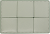 Bottega Veneta Cassette Cardholder In Intreccio Leather In 1582 Ag Gr Al/aga