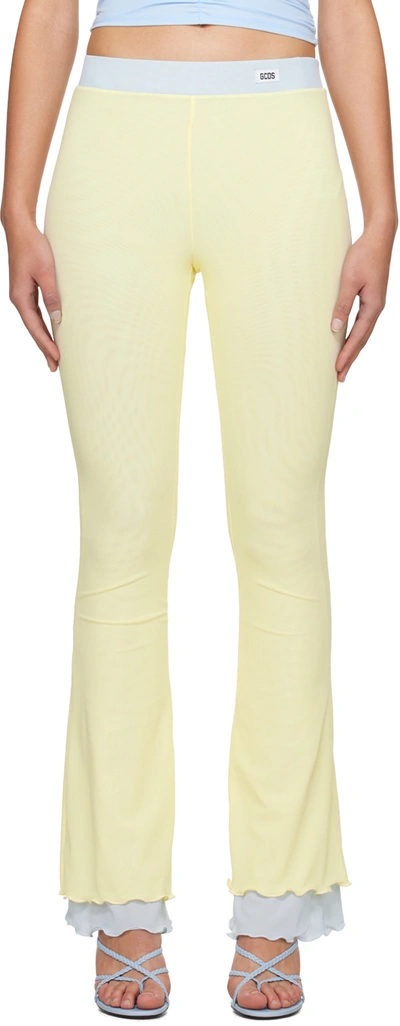 Gcds Yellow Flare Trousers In 20 Baby Yellow