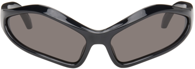 Balenciaga Black Fennec Oval Sunglasses In 001 Black