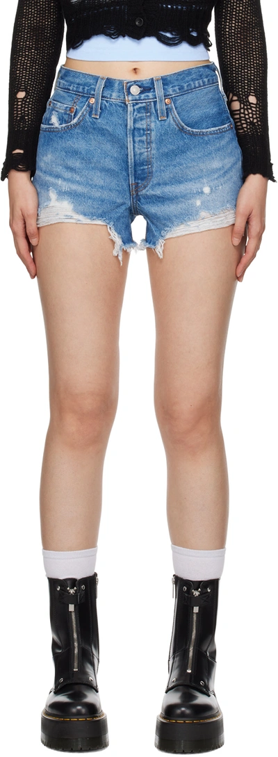 Levi's Indigo 501 Original Denim Shorts In Athens Mid Short