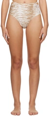 Ganni Printed Bikini Bottoms In 177 Tiger's Eye