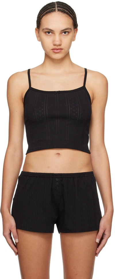 Cou Cou Black 'the Picot' Tank Top In 002 Black