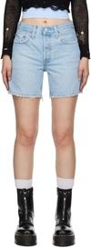 LEVI'S BLUE 501 MID THIGH DENIM SHORTS