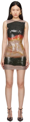 16arlington Aveo Sequined Tulle Mini Dress In Fire Print/fog