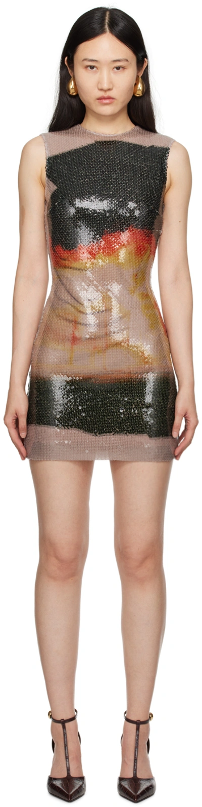 16arlington Aveo Sequined Tulle Mini Dress In Fire Print Fog