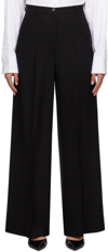 TEURN STUDIOS BLACK FLAT-FRONT TROUSERS