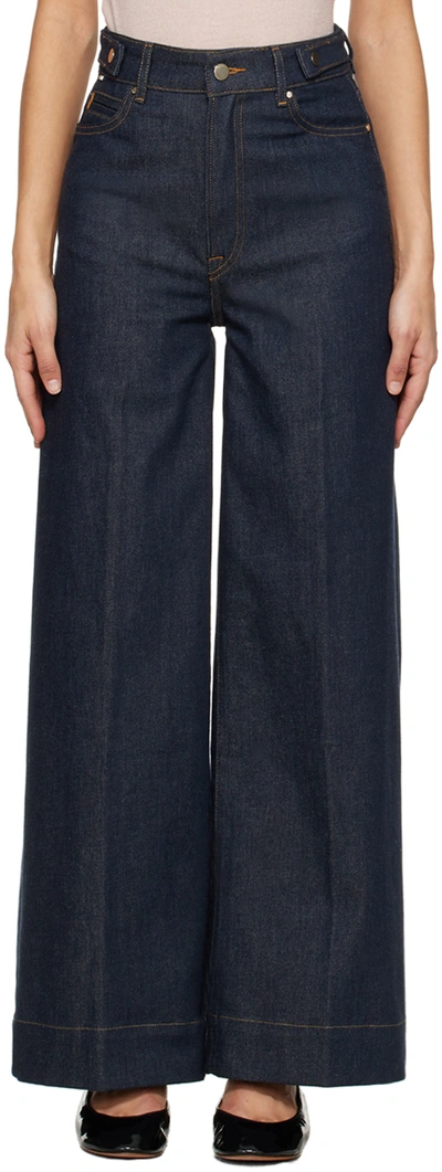 Hugo Boss Indigo Wide-leg Jeans In 400 Blue