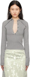 16arlington 16 Arlington Womens Grey Vitara Collar Silk And Cotton-blend Knitted Top In Grey