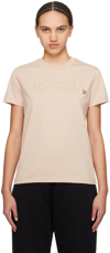 MONCLER BEIGE EMBROIDERED T-SHIRT