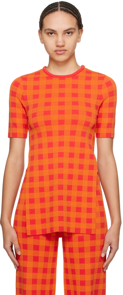 Simonmiller Orange Canoga T-shirt In 96340 Retro Red Ging