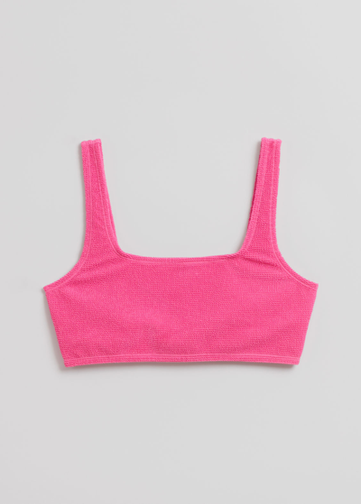 Other Stories Textured Bikini Top In Pink