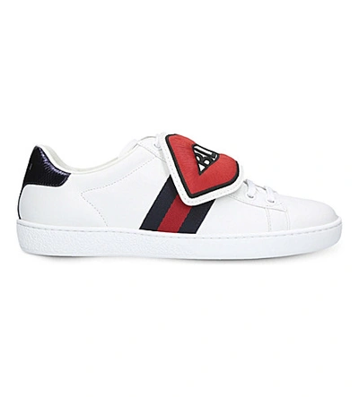 Gucci New Ace Mouth And Cloud Leather Sneakers In Bianco White
