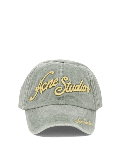 Acne Studios Baseball Cap With Logo In Verd Turquesa