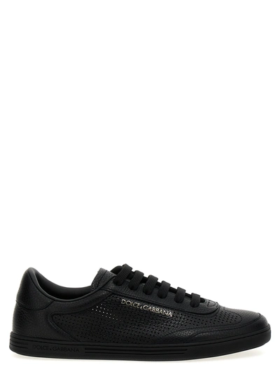 Dolce & Gabbana Saint Tropez Leather Trainers In Black