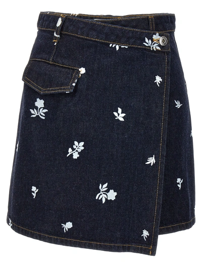 Lanvin All-over Embroidery Skirt Skirts In Blue