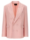 The Andamane Structured Blazer With Shoulder Padding And Multiple Pockets In Pink