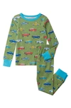 HATLEY KIDS' PICKUP PRINT ORGANIC COTTON FITTED TWO-PIECE PAJAMAS