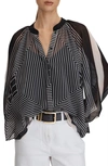 Reiss Charli - Black/cream Printed Button-through Blouse, Us 6