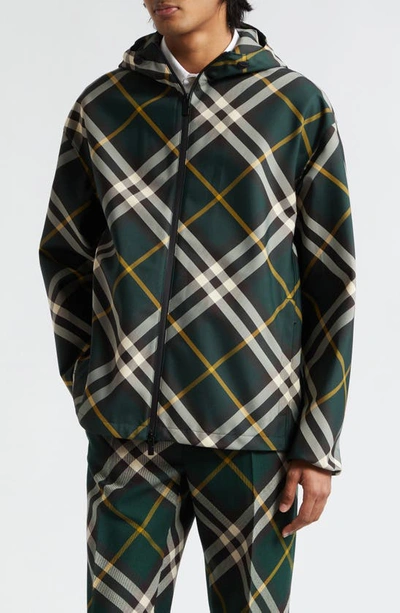 BURBERRY RELAXED FIT CHECK HOODED EKD PATCH JACKET