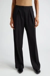 ACNE STUDIOS PERNILLE HERRINGBONE JACQUARD PLEATED WIDE LEG TROUSERS