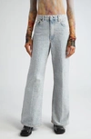 Acne Studios Monogram High Waist Relaxed Fit Jeans In Blue/ Beige