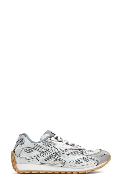 Bottega Veneta Orbit Metallic Net Runner Sneakers In Grey