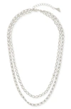 Sterling Forever Rhodium Plated Selena Layered Chain Necklace In Silver