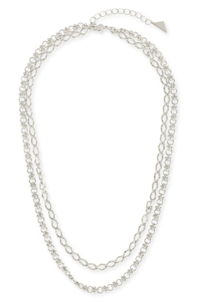 Sterling Forever Rhodium Plated Selena Layered Chain Necklace In Silver