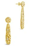 Sterling Forever Alina Cz Textured Drop Earrings In Gold