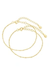Sterling Forever Sterling Silver Chloe Bracelet Set Of 2 In Gold