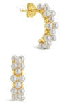 Sterling Forever 14k Over Silver 2mm Pearl Mae Earrings In Gold