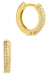 Sterling Forever Pavé Cubic Zirconia Huggie Hoop Earrings In Gold