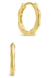 Sterling Forever Bamboo Huggie Earrings In Gold