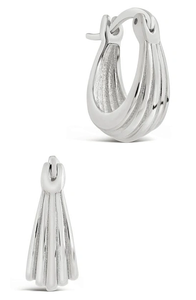 Sterling Forever Ripple Hoop Earrings In Silver