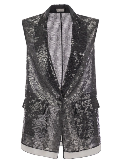 BRUNELLO CUCINELLI BRUNELLO CUCINELLI DAZZLING SILK EMBROIDERY VEST