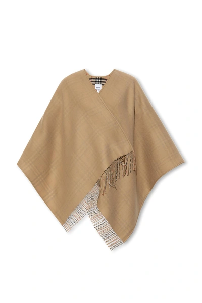 Burberry Wool Poncho In Archive Beige