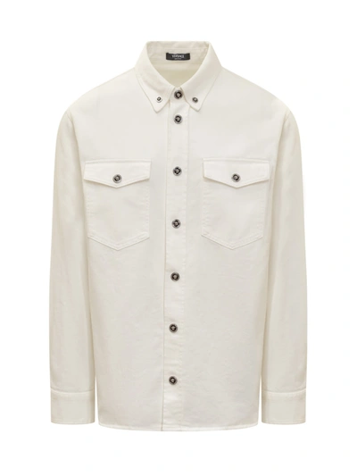 Versace Denim Shirt In Bianco