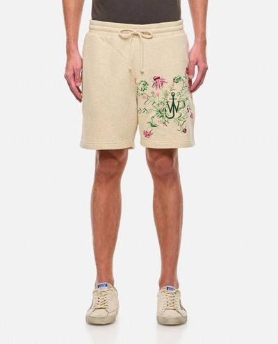 Jw Anderson Thistle Embroidery Shorts In Beige