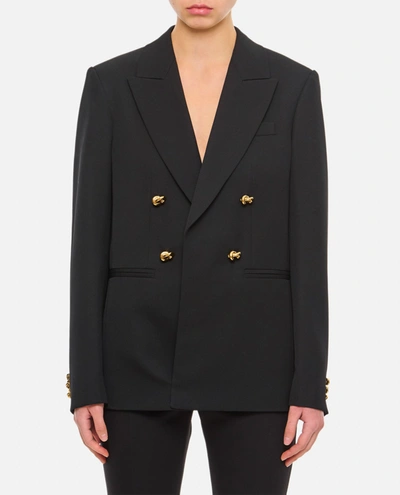 Bottega Veneta Double-breasted Twill Jacket In Black