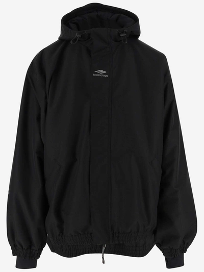Balenciaga Nylon Jacket With Logo In Black