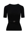 VALENTINO VALENTINO VLOGO SIGNATURE BELTED CREWNECK JUMPER