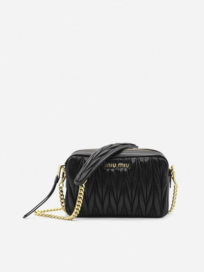 Miu Miu Kids'  Shoulder Bag In Quilted Nappa In Black